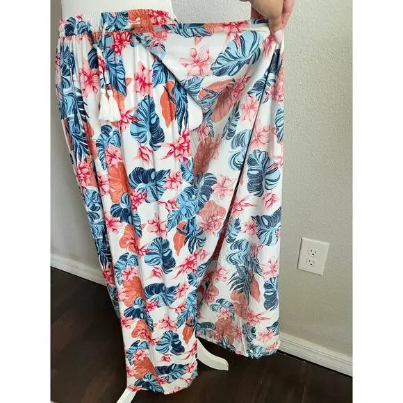 New Roxy She Cares Floral Maxi Skirt Women's S Tropical Beach Swim Hawaiian - Picture 5 of 11